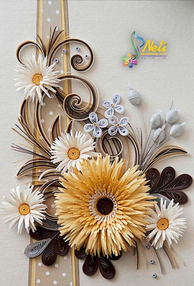 Brown Cream Quilling Nature Cards