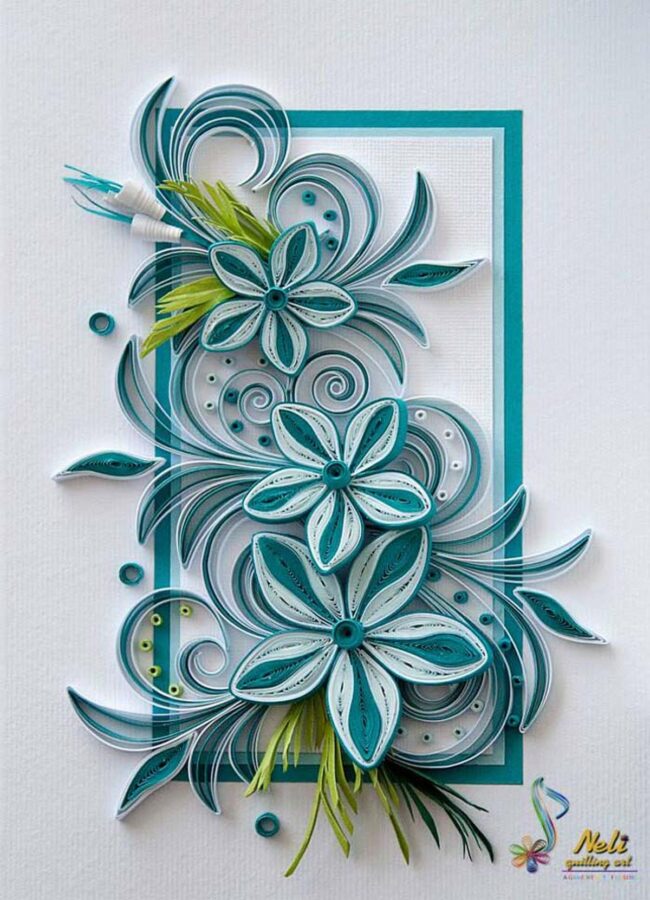Teal Floral Quilling Elegance