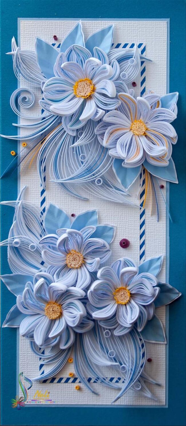 Swirling Blue Quilling Flower Cards