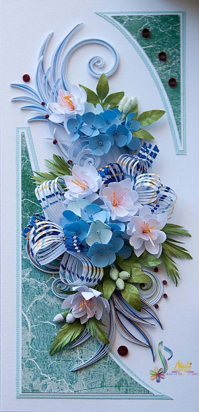 Blue Floral Quilling Card Delight