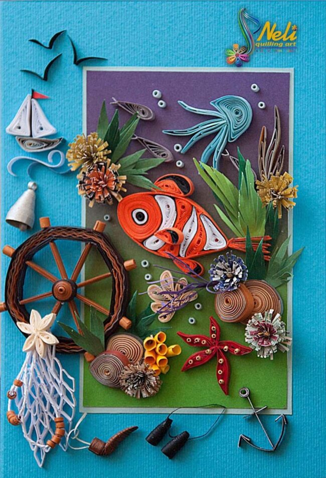 Colorful Textured Marine Quilling Cards
