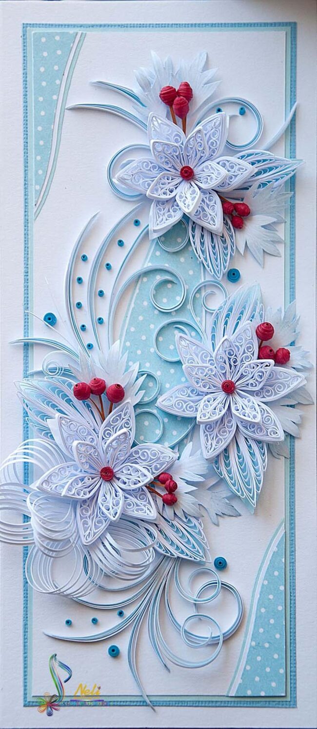 Red Accents on Blue Quilling
