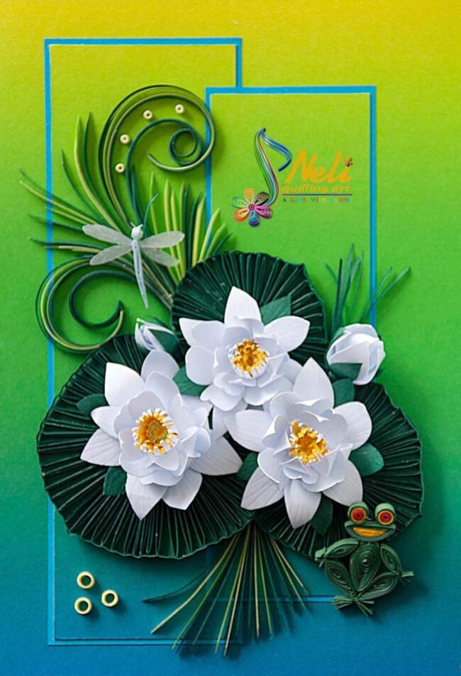 White Floral Elegance on Green