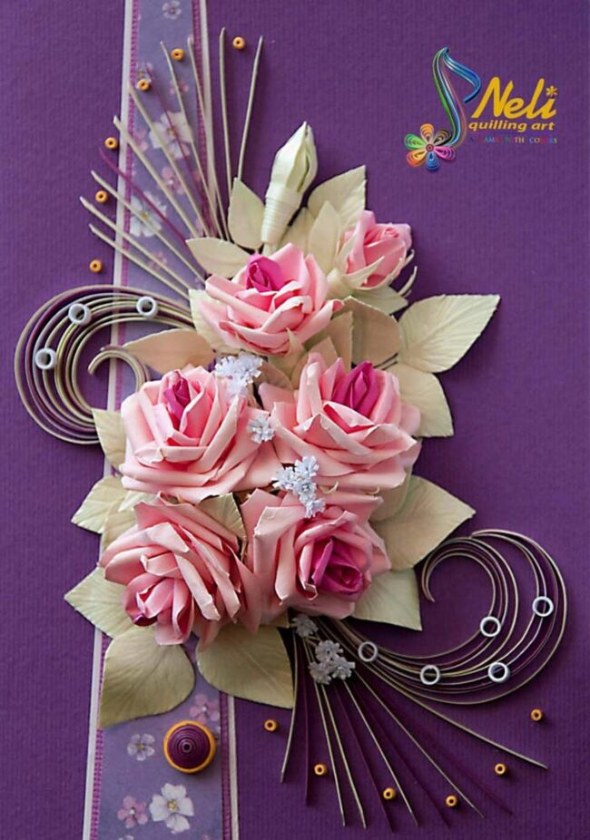 Purple Elegance with Pink Roses