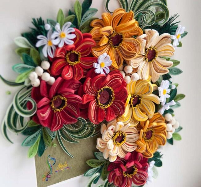Textured Floral Quilling Card Decor