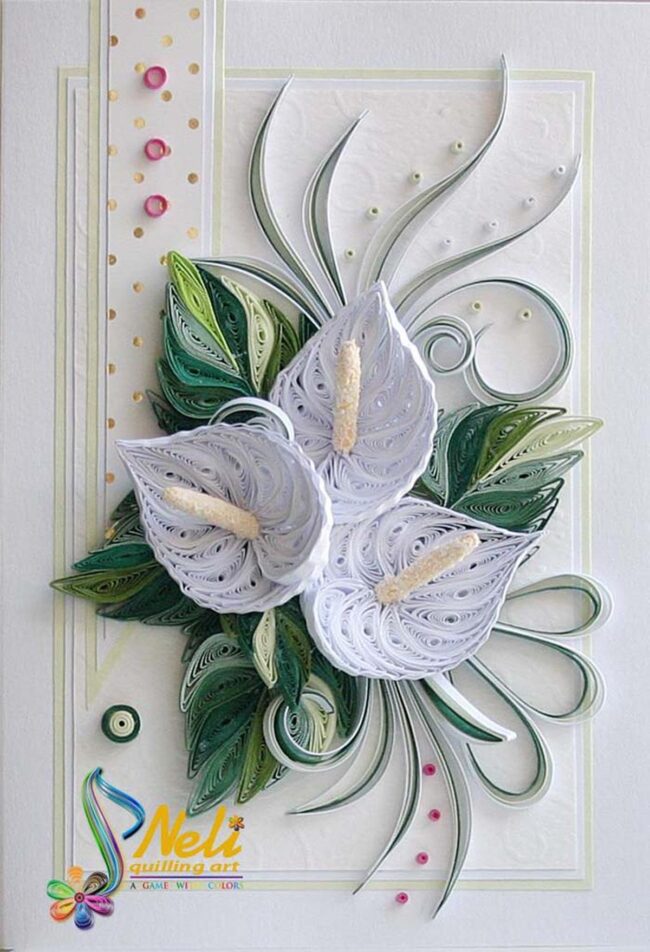 White Floral Quilling Cards Delight
