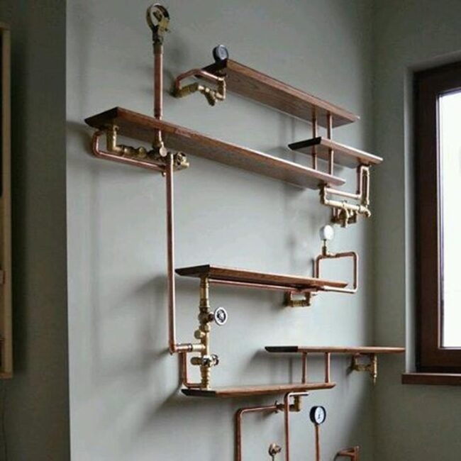 Enhance a Bathrooms Visual Appeal with Steampunk Shelves