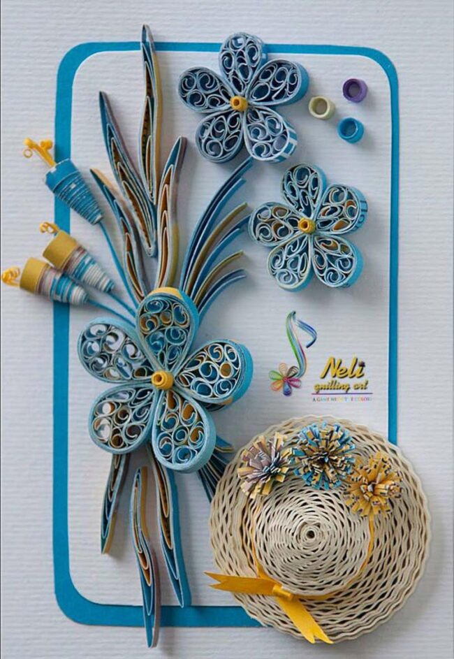 Blue and Yellow Quilling Blooms