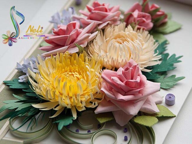 Pink Floral Quilling Card Elegance