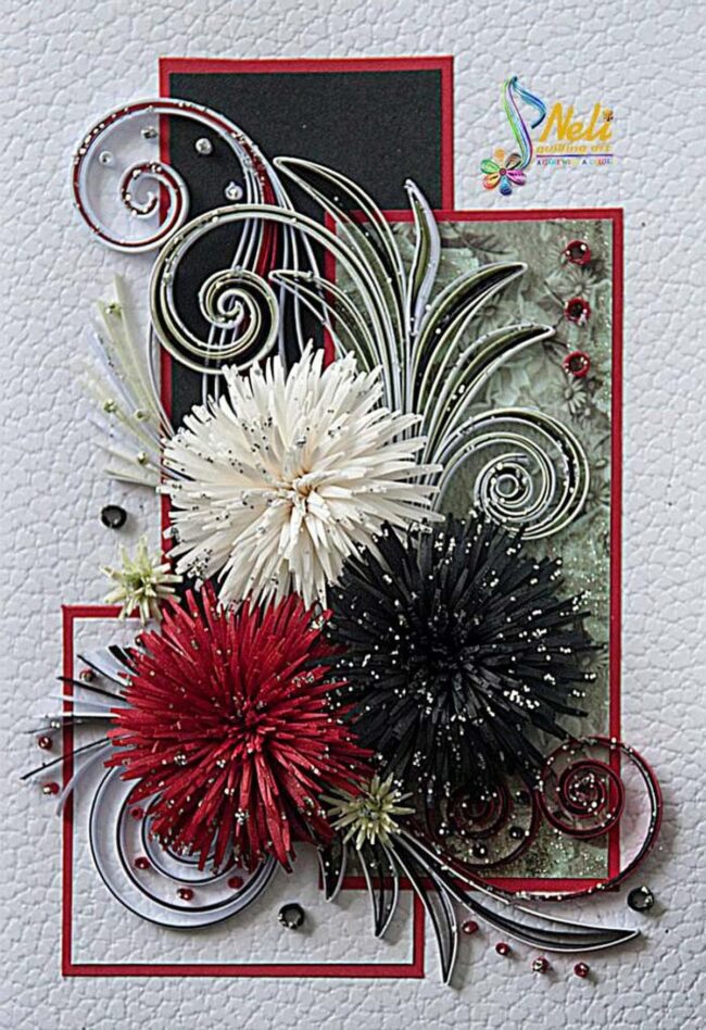 Bold Red Floral Quilling Cards