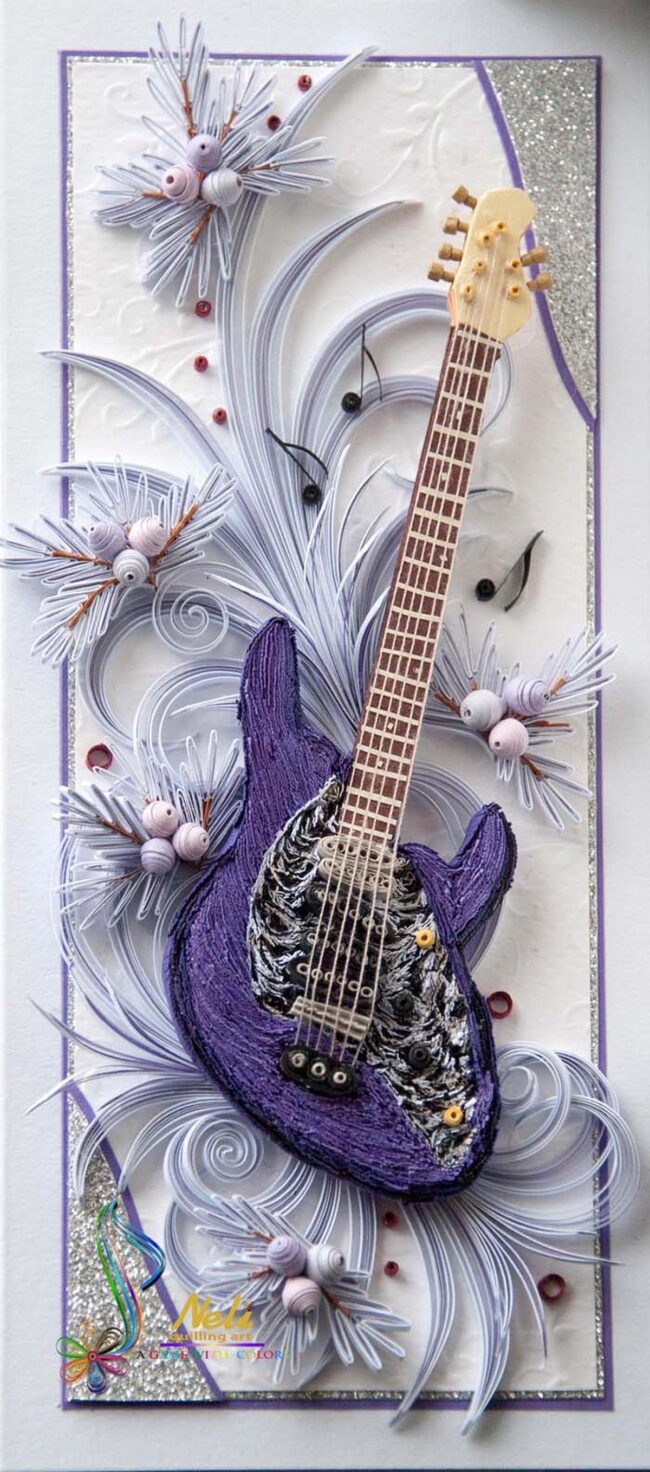 Purple Guitar Quilling Cards Energy