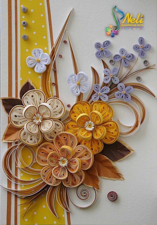 Yellow Quilling Cards with Earthy Elegance