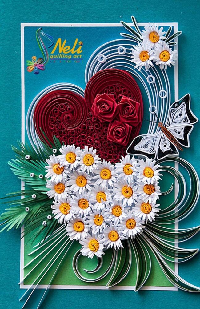 Red Whimsical Flower Quilling Magic