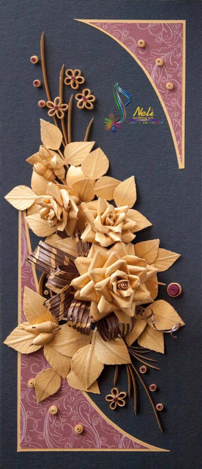 Beige and Pink Quilled Rose Elegance
