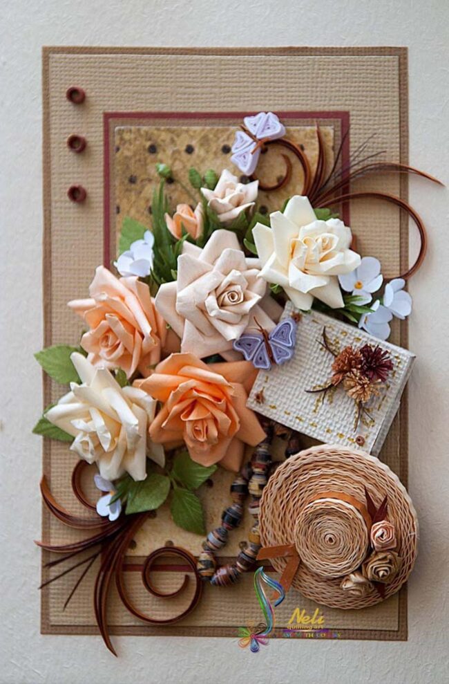 Peach Cream Quilling Flower Delight
