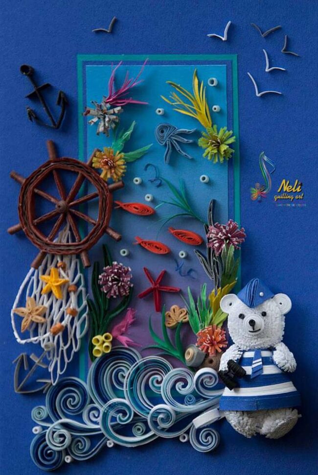 Blue Textured Nautical Quilling Cards