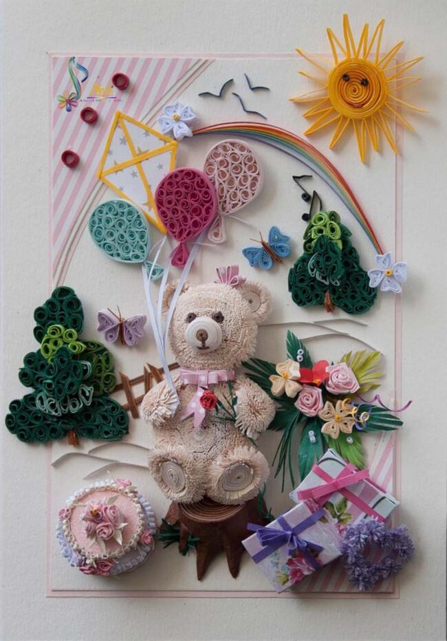 Whimsical Yellow Quilling Cards Delight