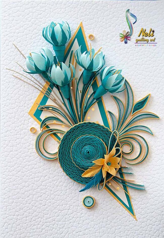 Turquoise Floral Quilling Delight