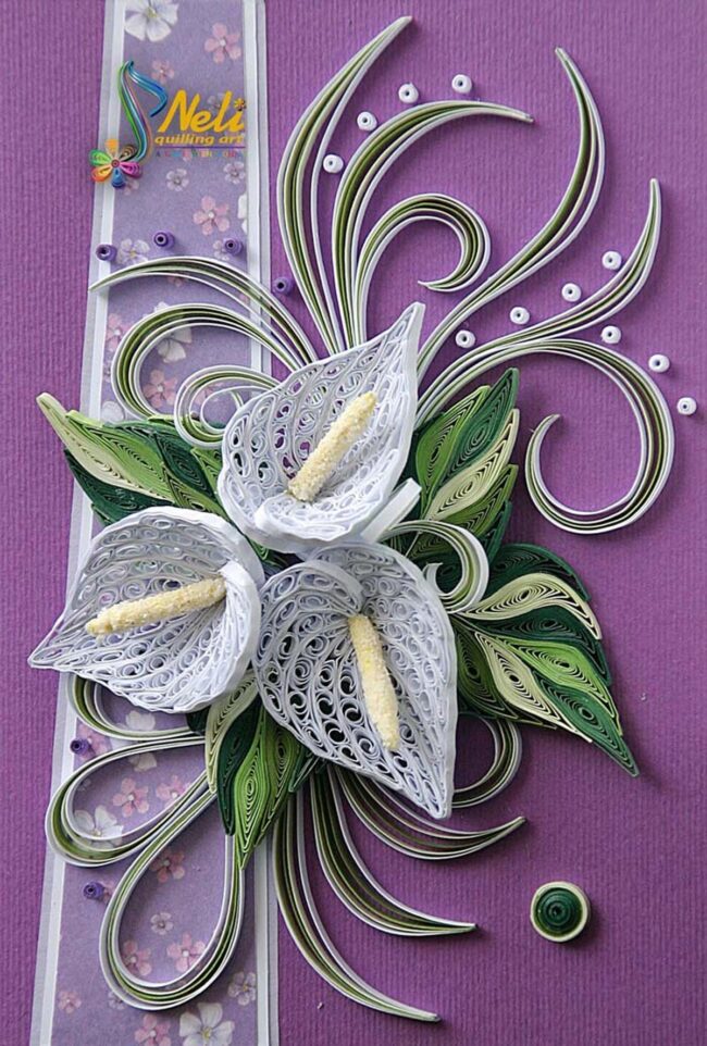 Purple Backdrop with Green Flowers