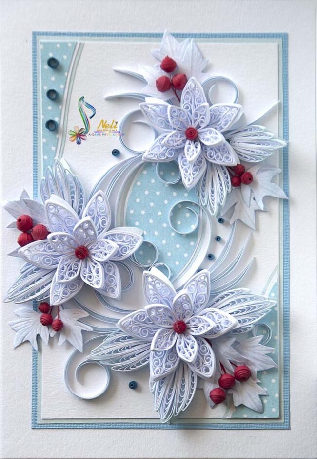 Elegant Blue Quilling Flowers