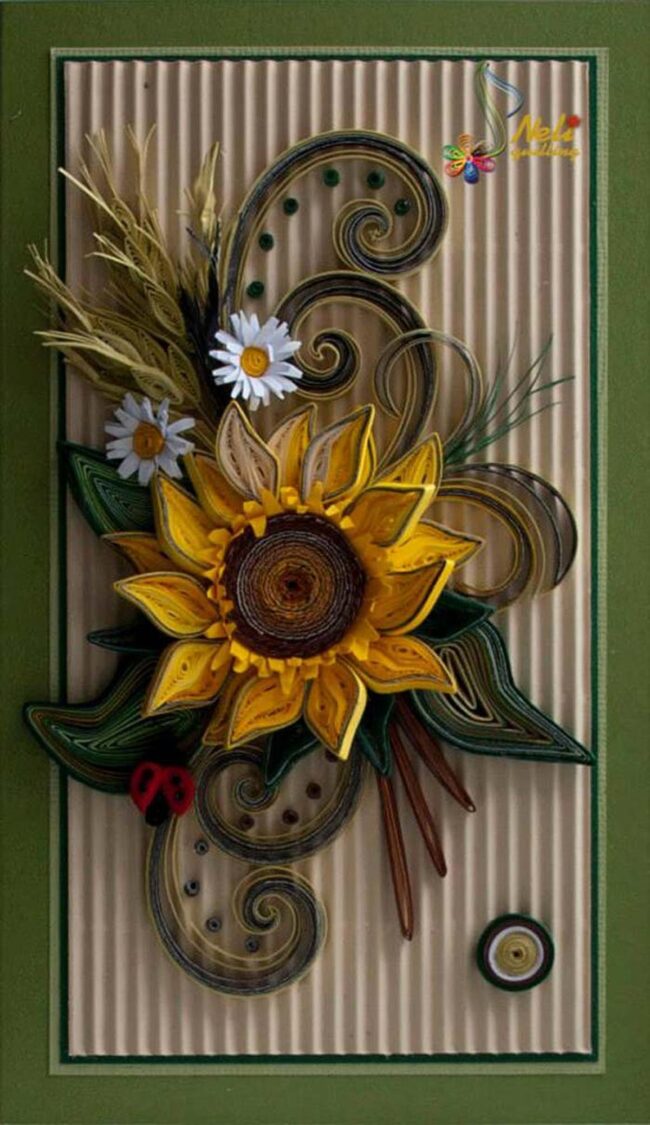 Sunflower Greens Quilling Card Delight