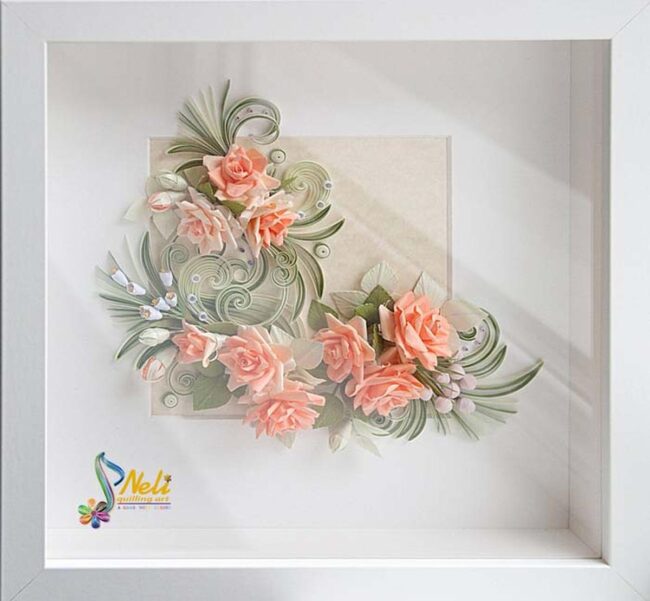 Peach Roses with Textured Greens