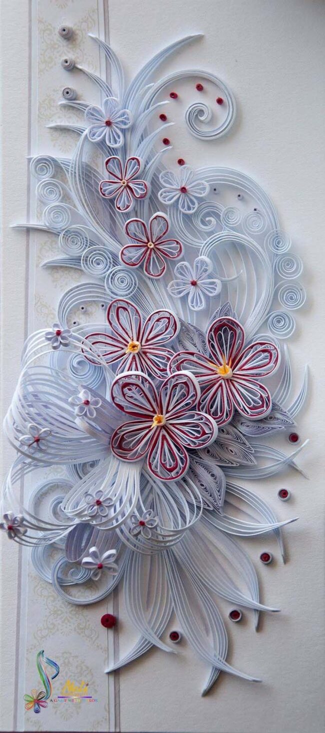 Bold Red Quilling Flowers Delight