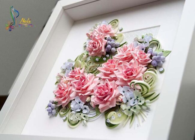 Pink and Green Quilling Wall Decor