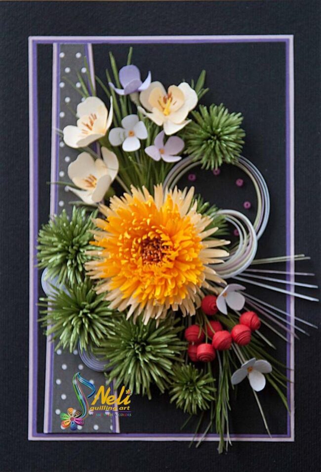Radiant Yellow Floral Quilling Cards