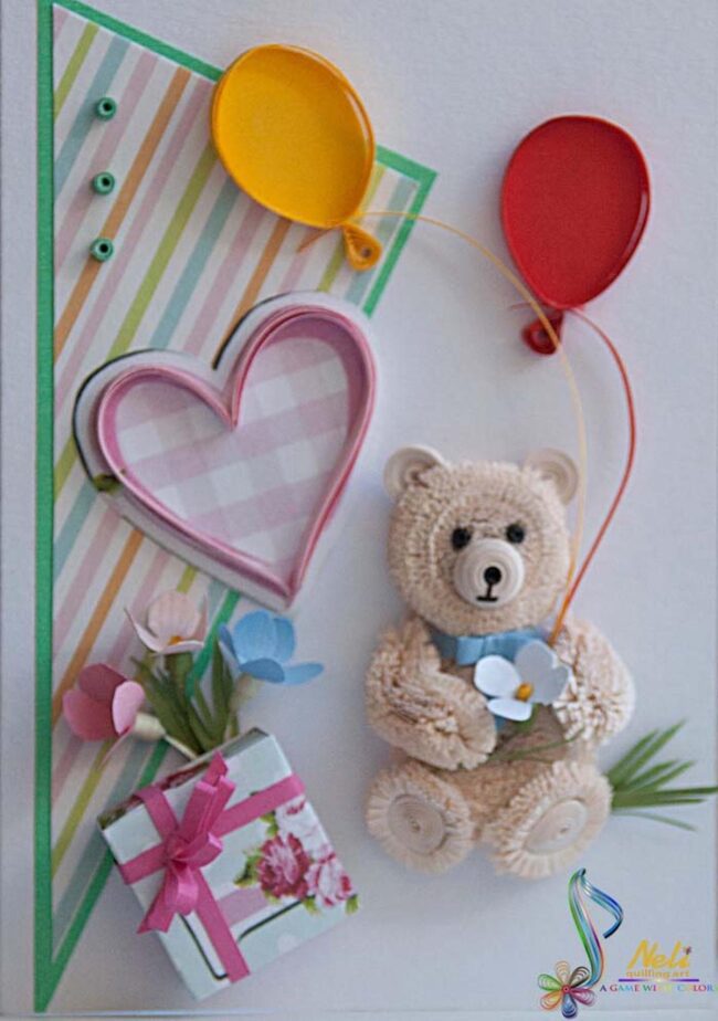 Pastel Floral Teddy Card