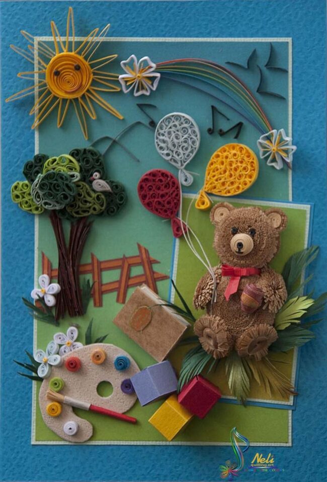 Yellow Balloons and Textured Teddy