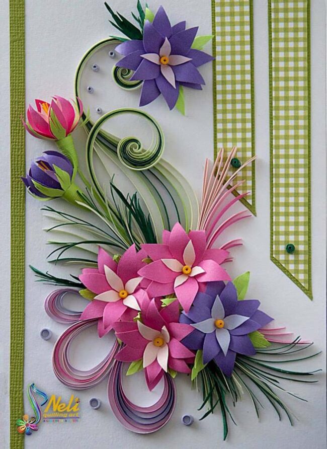 Intricate Floral Quilling in Pink