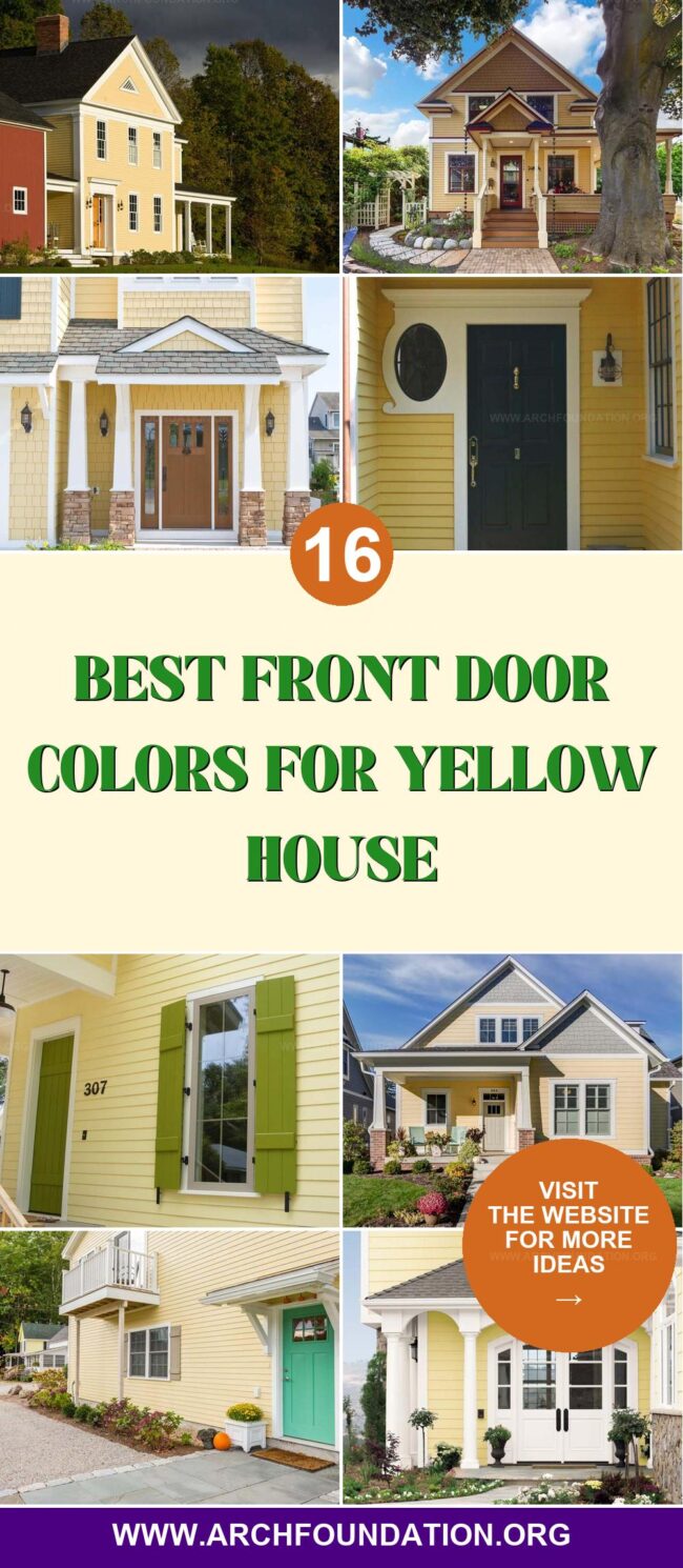 16 Best Front Door Colors to Complement a Yellow House