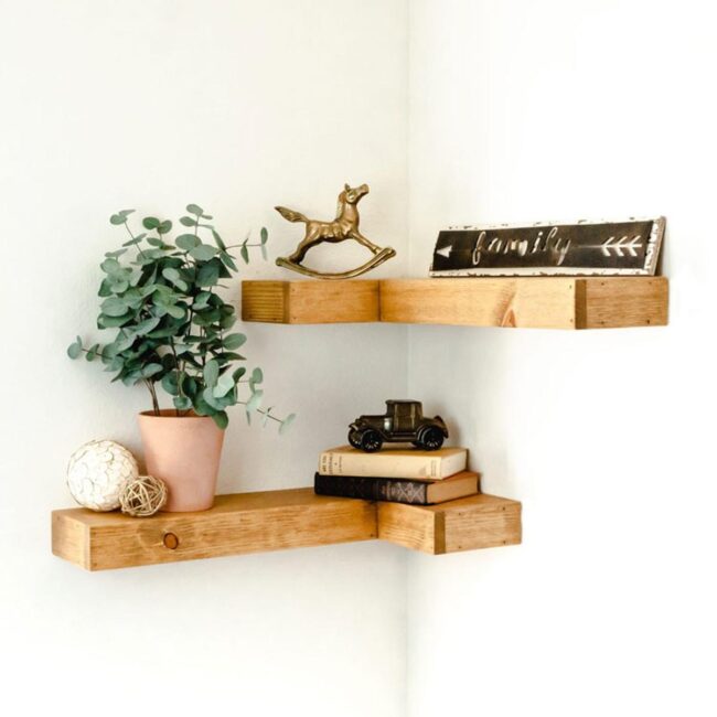 Charming DIY Floating Corner Shelves