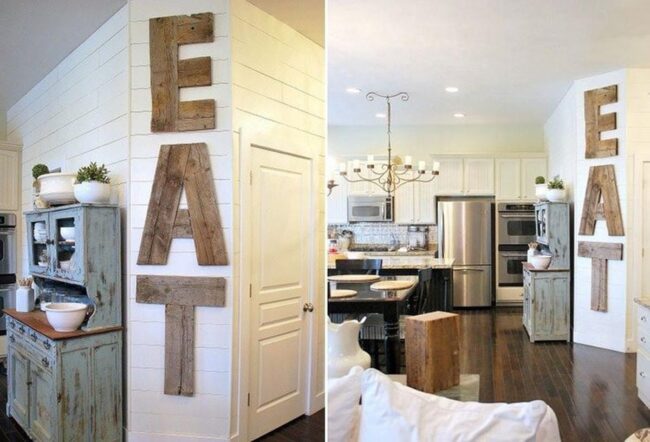 Wooden Decor with Statement EAT Sign