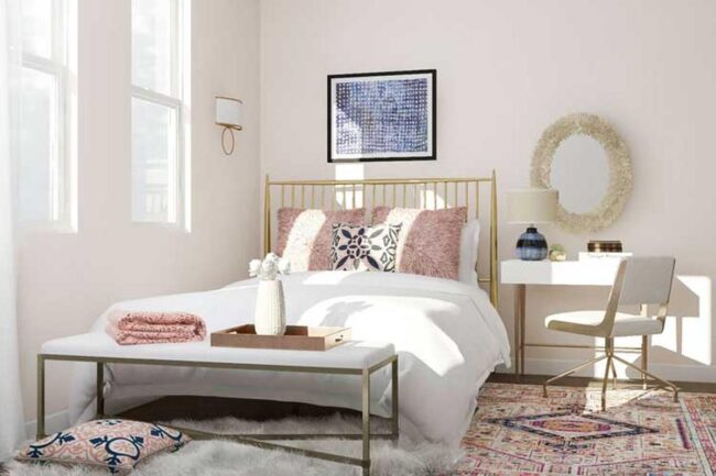 Small Bedroom Office with Minimalist Nightstand Desk