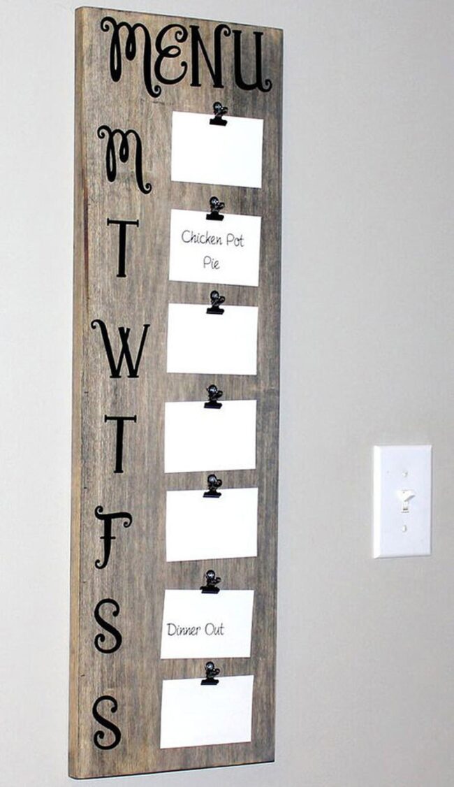 Homey Weekly Menu Display