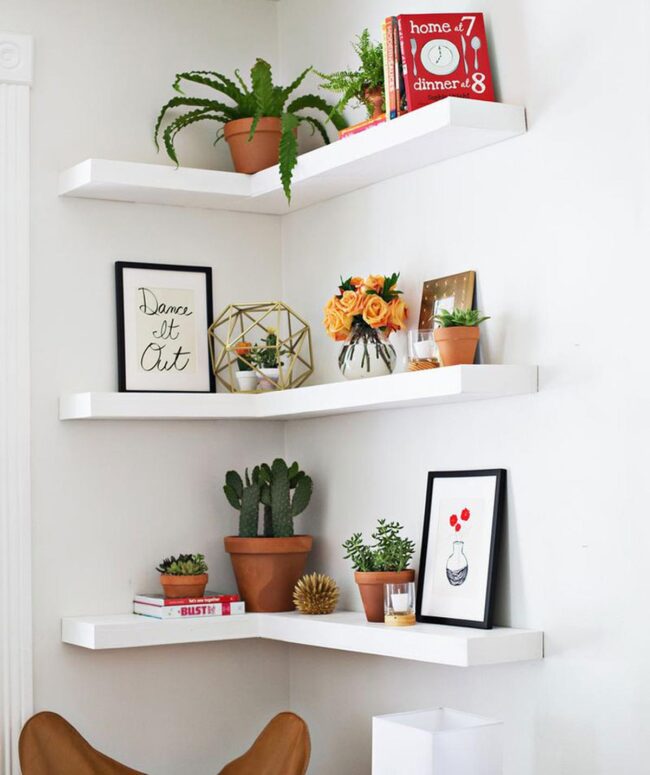 Monochromatic Floating Shelves