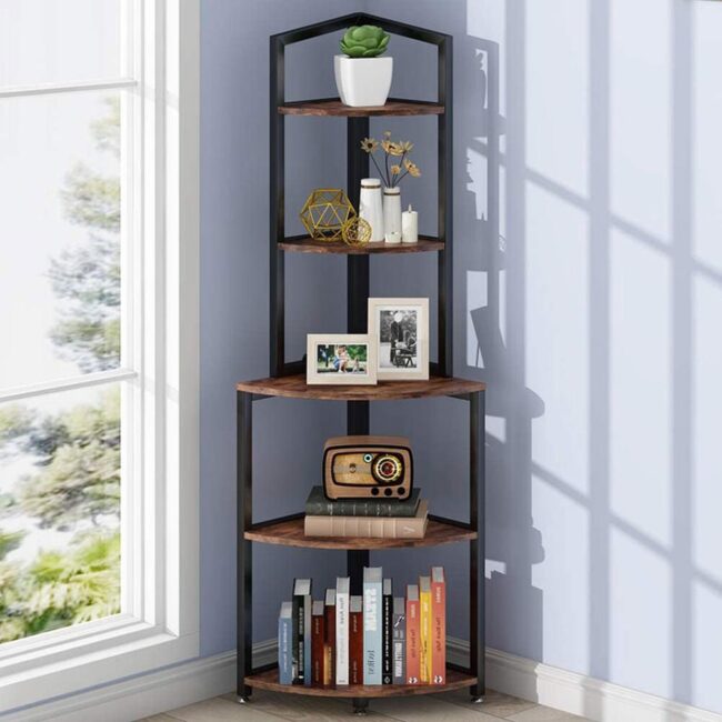 Stylish Industrial Tiered Corner Shelf