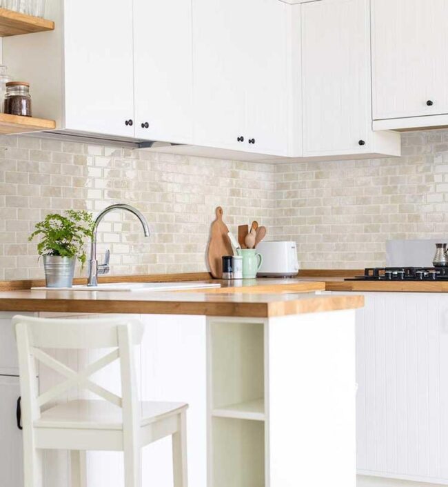 Elevate A Simple Backsplash with Some Shine