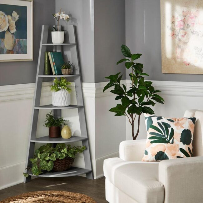 Tapered Gray Corner Shelf