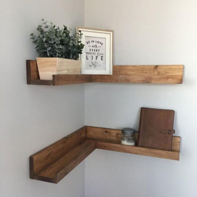 Floating Corner Shelves with Raised Edge