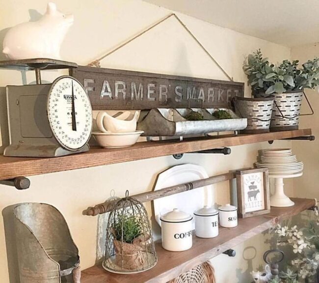 Open Shelving with Vintage Decor