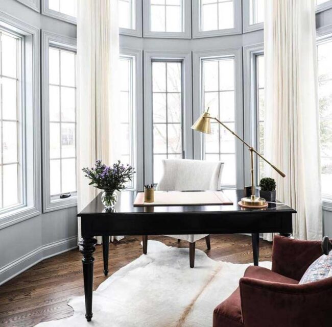 Classy Desk in Window Alcove For Office in Master Bedroom