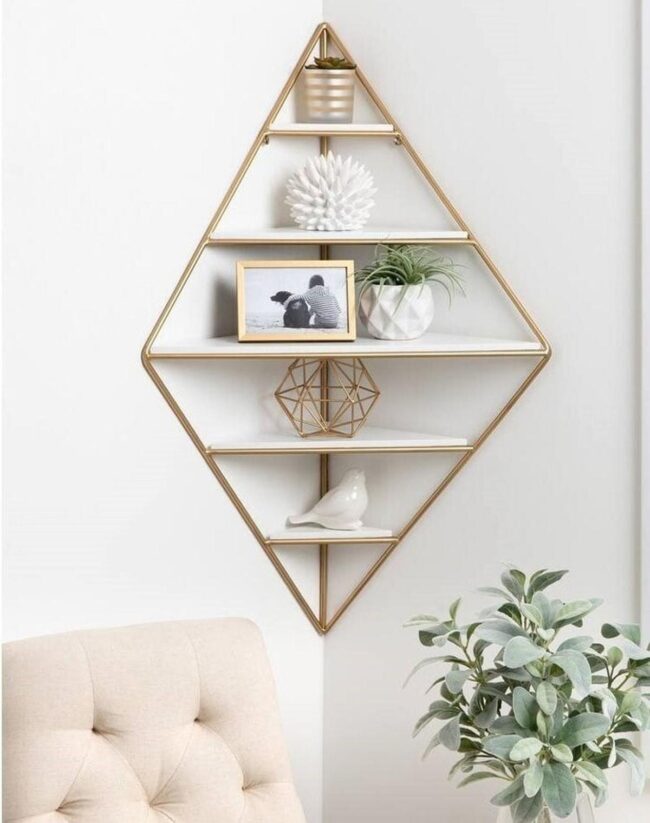 Luxury Diamond-Shaped Wall-Mounted Corner Shelf