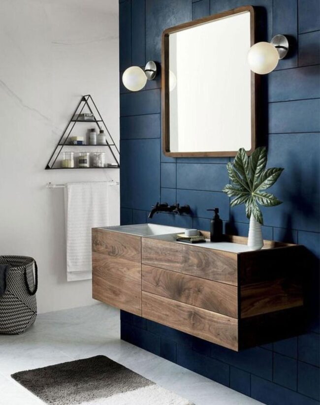 Cool White and Blue Bathroom