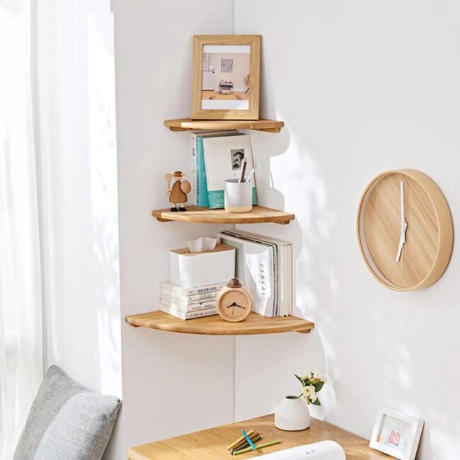 Floating Scandinavian Wood Shelves