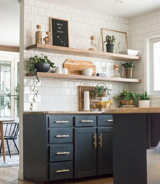 Farmhouse Kitchen Wall Decor with Open Shelves