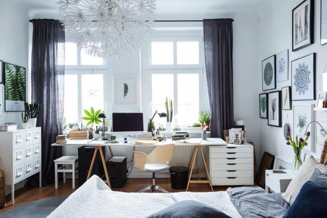 Modern Home Office Setup with White Desk