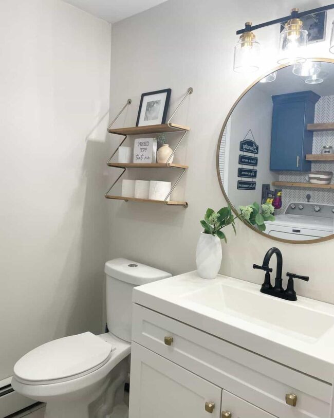 Vintage Decorations for a White Half Bath